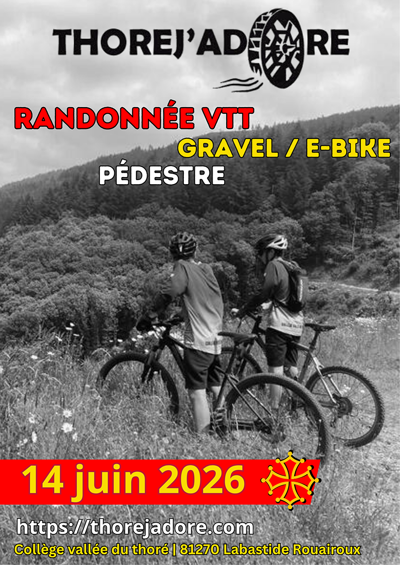THOREJADORE-affiche#date-2026web Affiche Rando VTT Labastide Rouairoux 2025